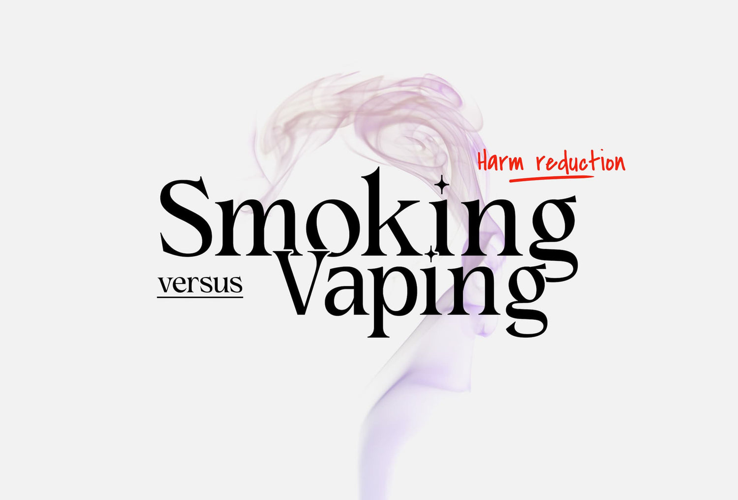 Smoking vs Vaping text on a grey smokey background