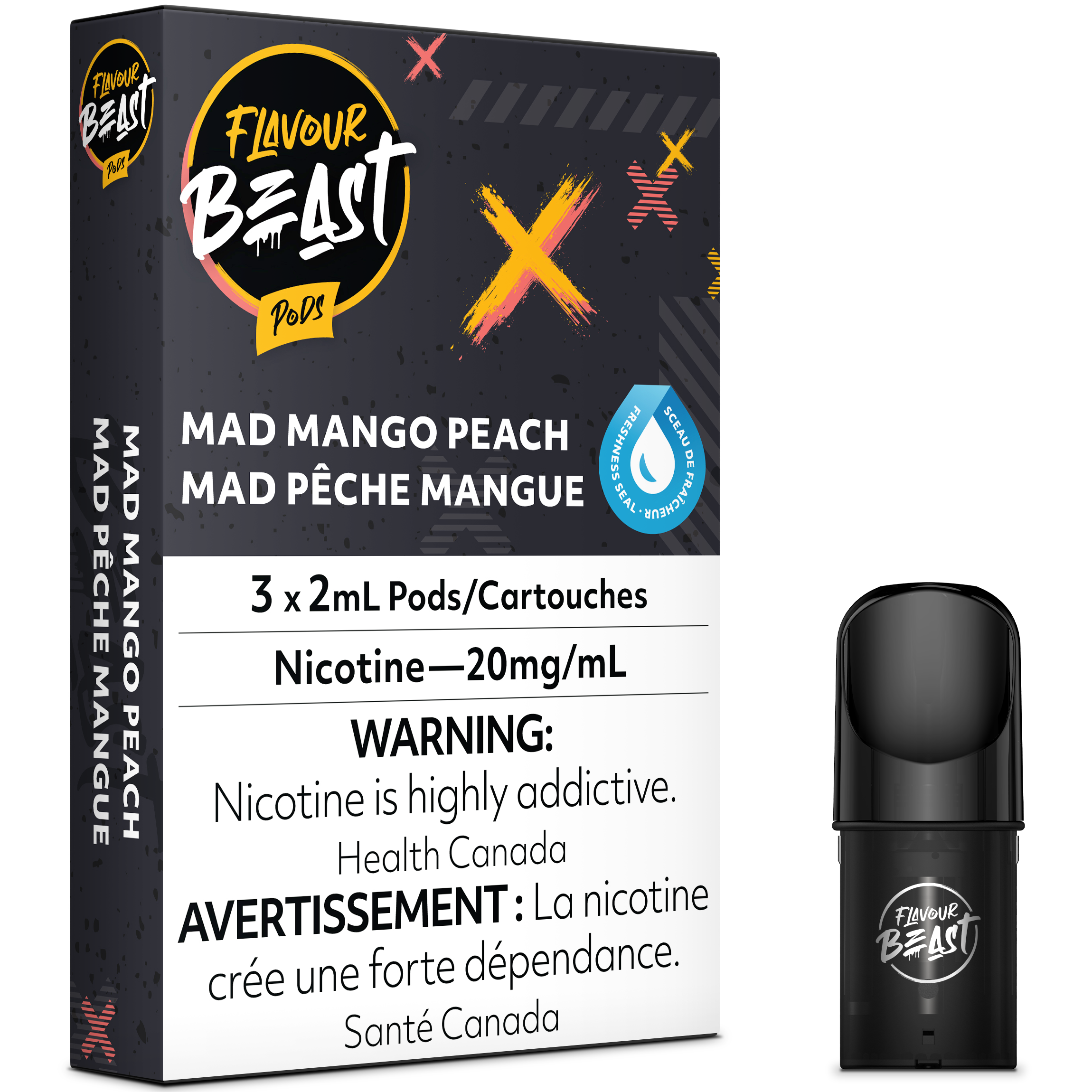 FLAVOUR BEAST POD PACK - MAD MANGO PEACH-FLAVOUR BEAST PODS-Gas City Vapes