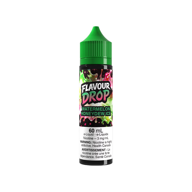 Flavour Drop vape juice bottle with green cap on a white background