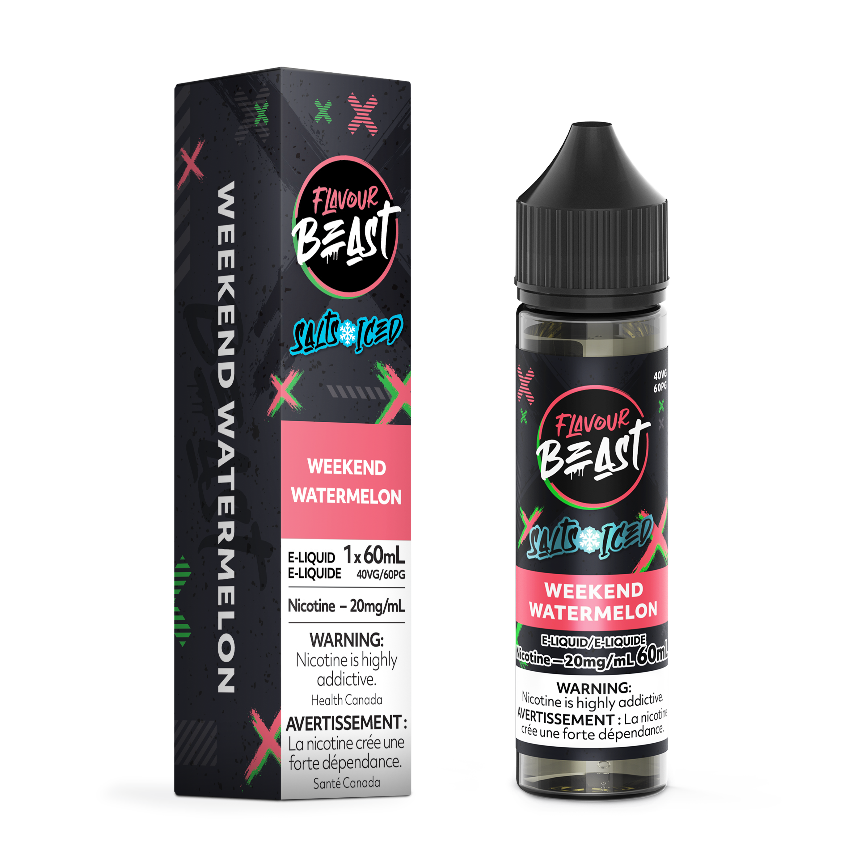 Watermelon Iced Flavour Beast Nic Salt 60mL