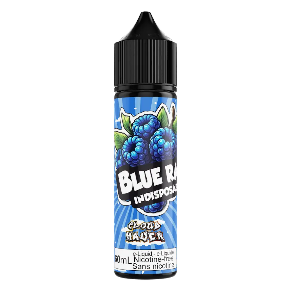 Blue Razz Vape Juice bottle on transparent background