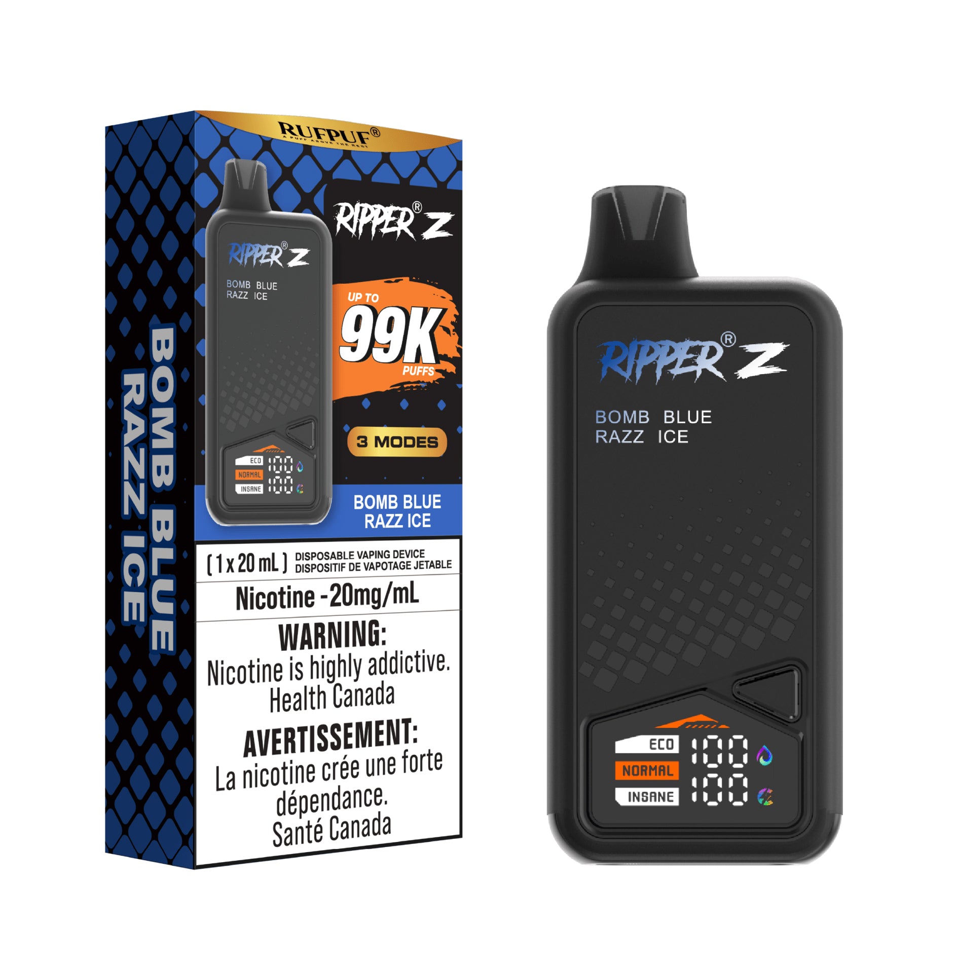 Bomb Blue Razz Ice Ripper Z Disposable