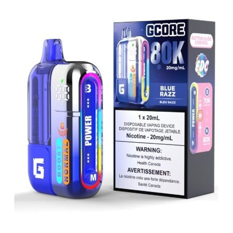 Gcore 80K disposable vaping device and packaging on a white background