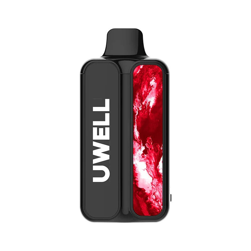 Uwell vaping device with red and white design on a white background