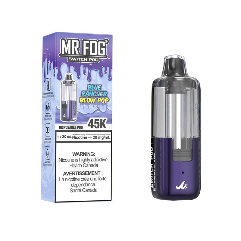 MR FOG Switch Pod vape device and packaging on a white background