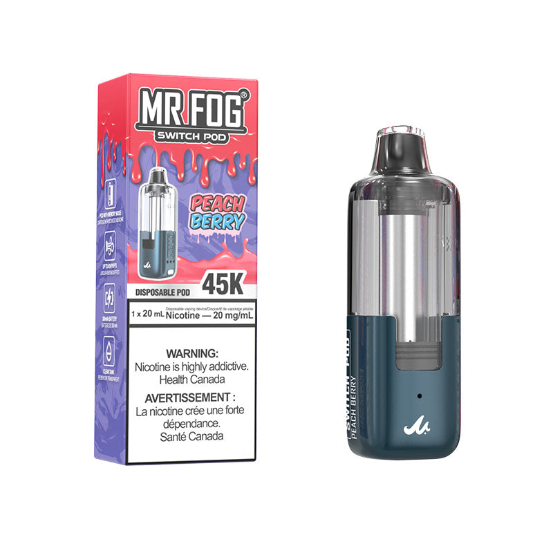 MR FOG Switch Pod vape device and packaging on a white background