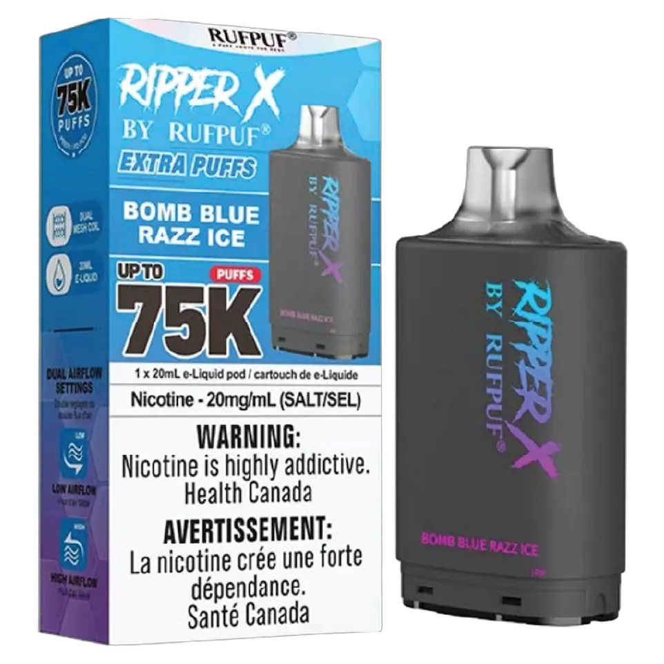 Ripper X by Ruffuf vape device and packaging on a white background