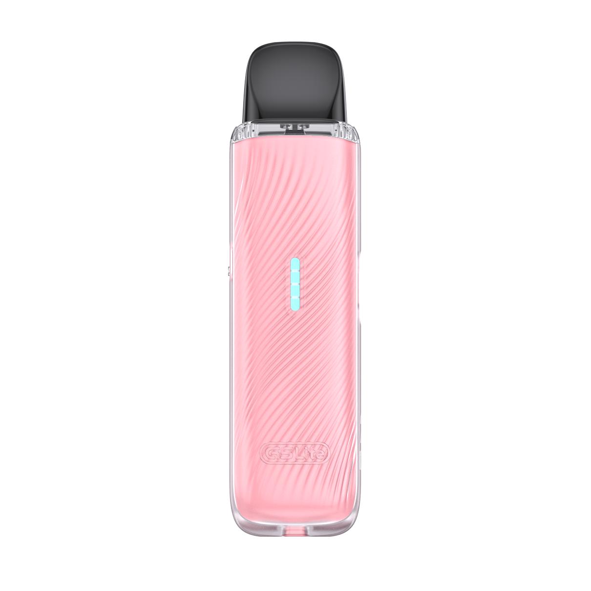 Pink Caliburn G5 LITE vape device with a black top on a white background