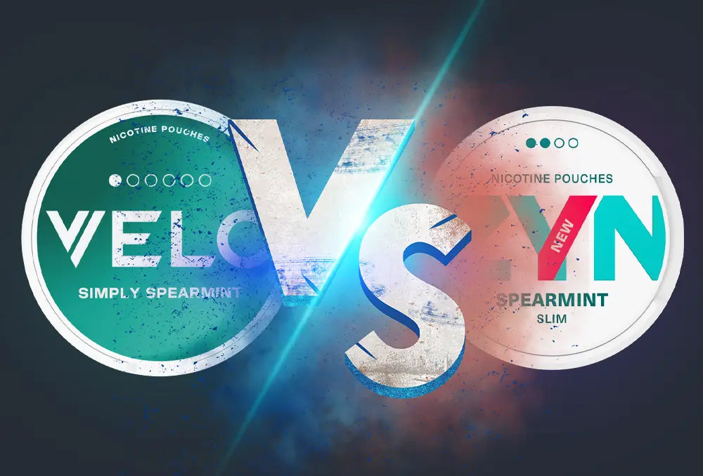 Velo and ZYN Nicotine Pouches on a dark background