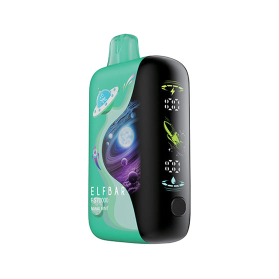 Green Miami Mint Flavoured Elf Bar Disposable Vape on white background
