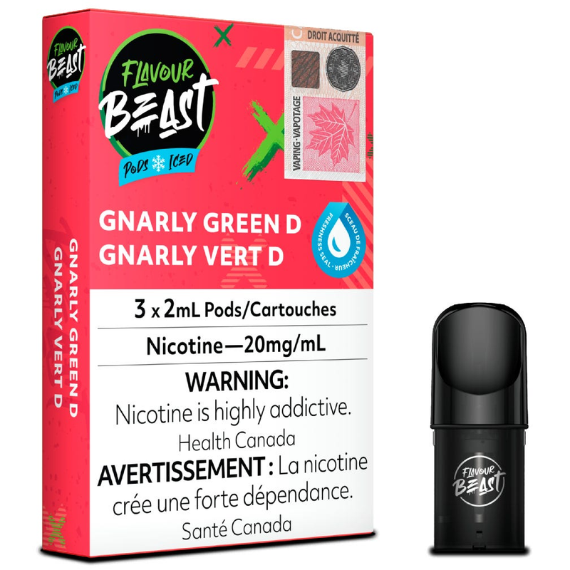 FLAVOUR BEAST POD PACK - GNARLY GREEN D-FLAVOUR BEAST PODS-Gas City Vapes