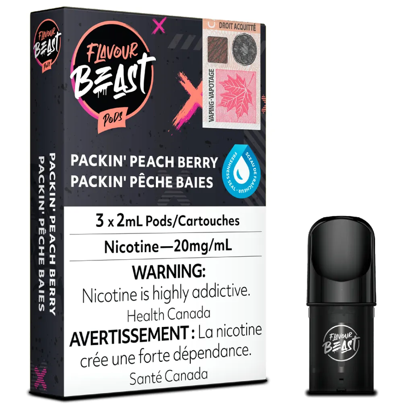 FLAVOUR BEAST POD PACK - PACKIN' PEACH BERRY-FLAVOUR BEAST PODS-Gas City Vapes
