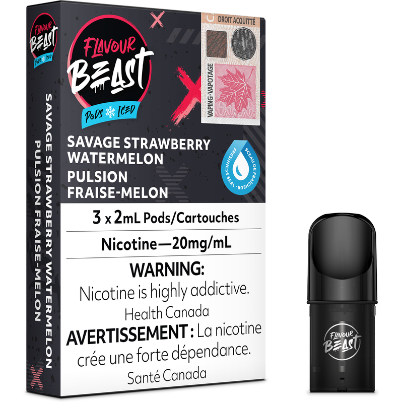 FLAVOUR BEAST POD PACK - SAVAGE STRAWBERRY WATERMELON ICED *NEW*-FLAVOUR BEAST PODS-Gas City Vapes