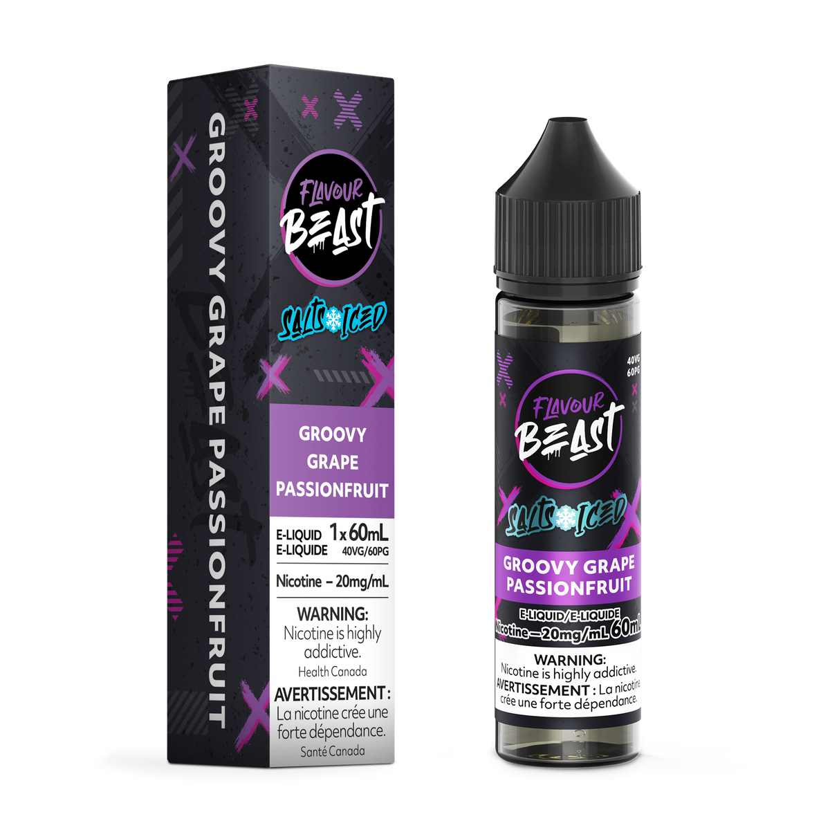 GROOVY GRAPE PASSIONFRUIT ICED - FLAVOUR BEAST SALT 60ML-FLAVOUR BEAST SALTS-Gas City Vapes