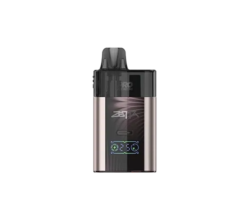 Vape device with branding on a white background