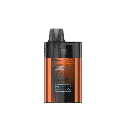 Orange and black vape device on a white background