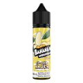 Banana-flavored e-liquid bottle with a yellow label on a white background
