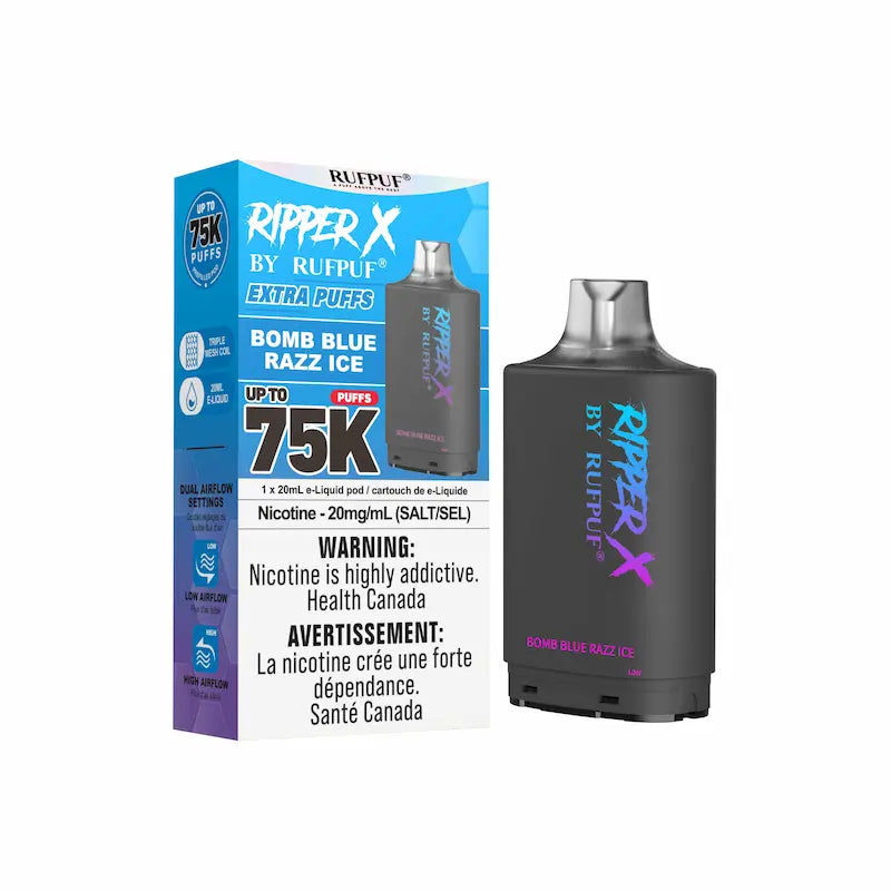Bomb Blue Razz Ice Ripper X 75K Pod