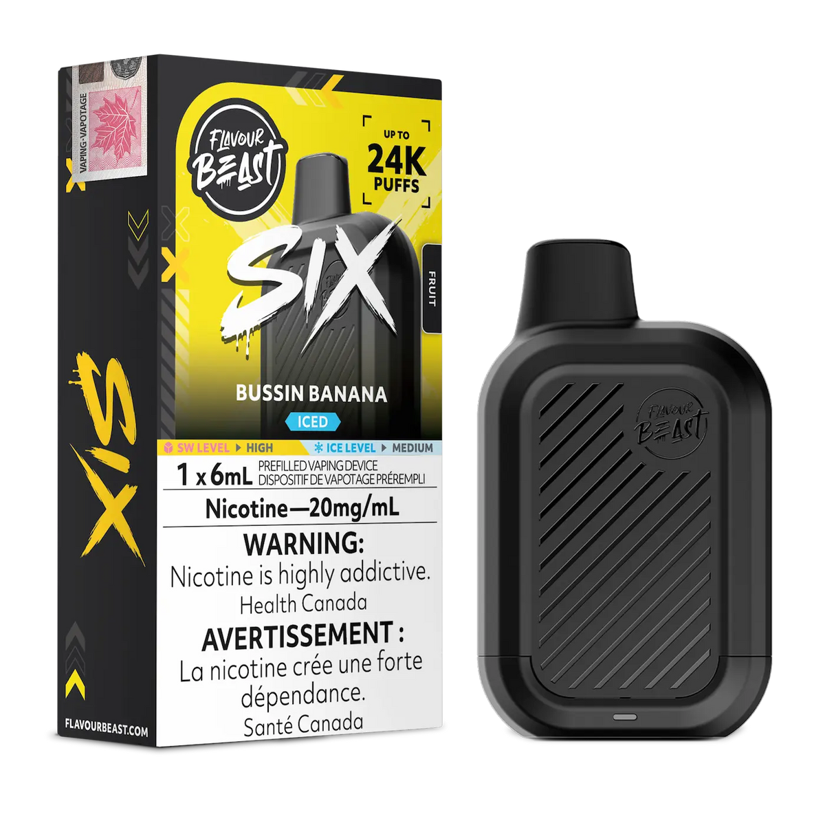 Bussin Banana Iced Flavour Beast SIX Disposable