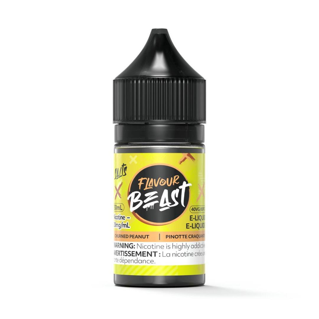 Flavour Beast e-liquid bottle with yellow label on a white background