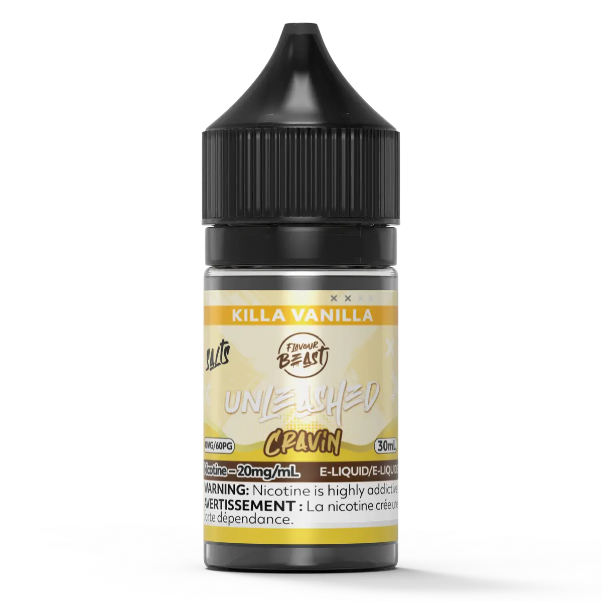 Killa Vanilla Flavour Beast e-liquid bottle on trasnparent background