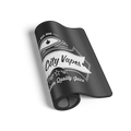 Black roll-up mat with 'Gas City Vapes' branding on a white background
