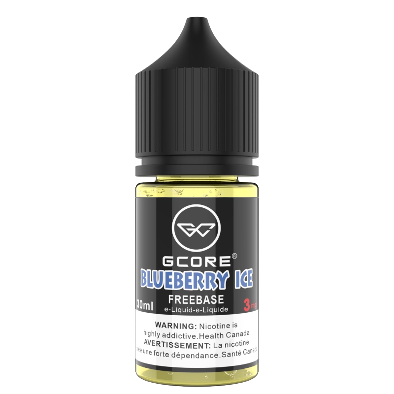 Blueberry Ice GCORE vape juice bottle with freebase nicotine