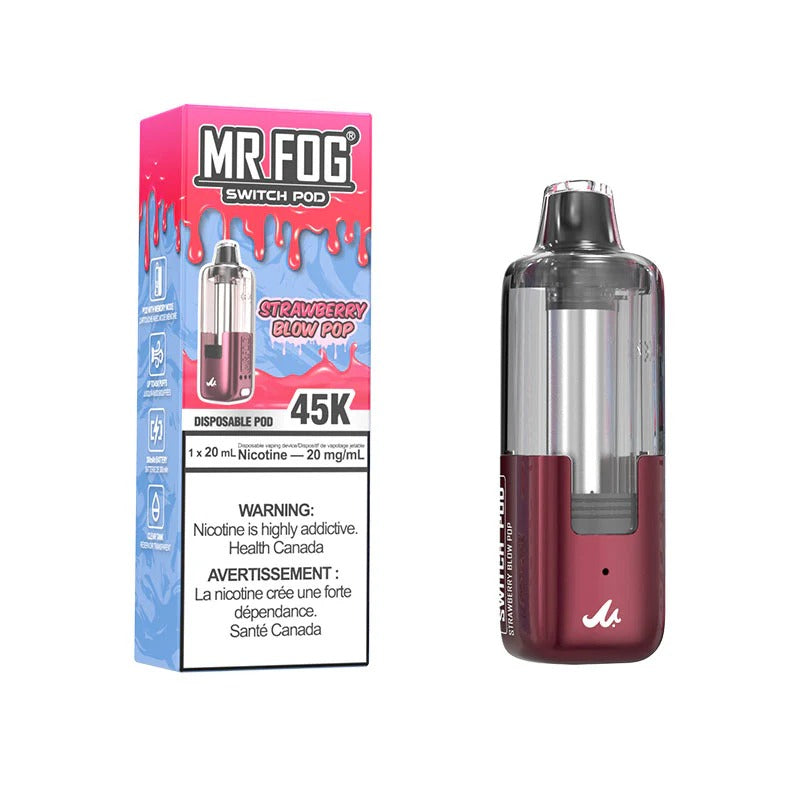 MR FOG Switch Pod vape device and packaging on a white background