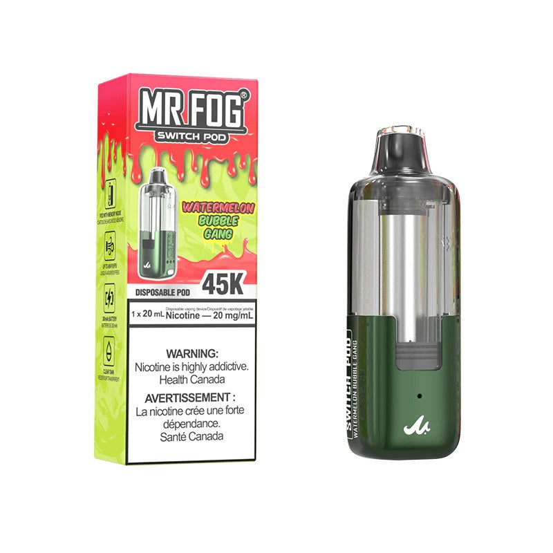 MR FOG Switch Pod vape device and packaging on a white background