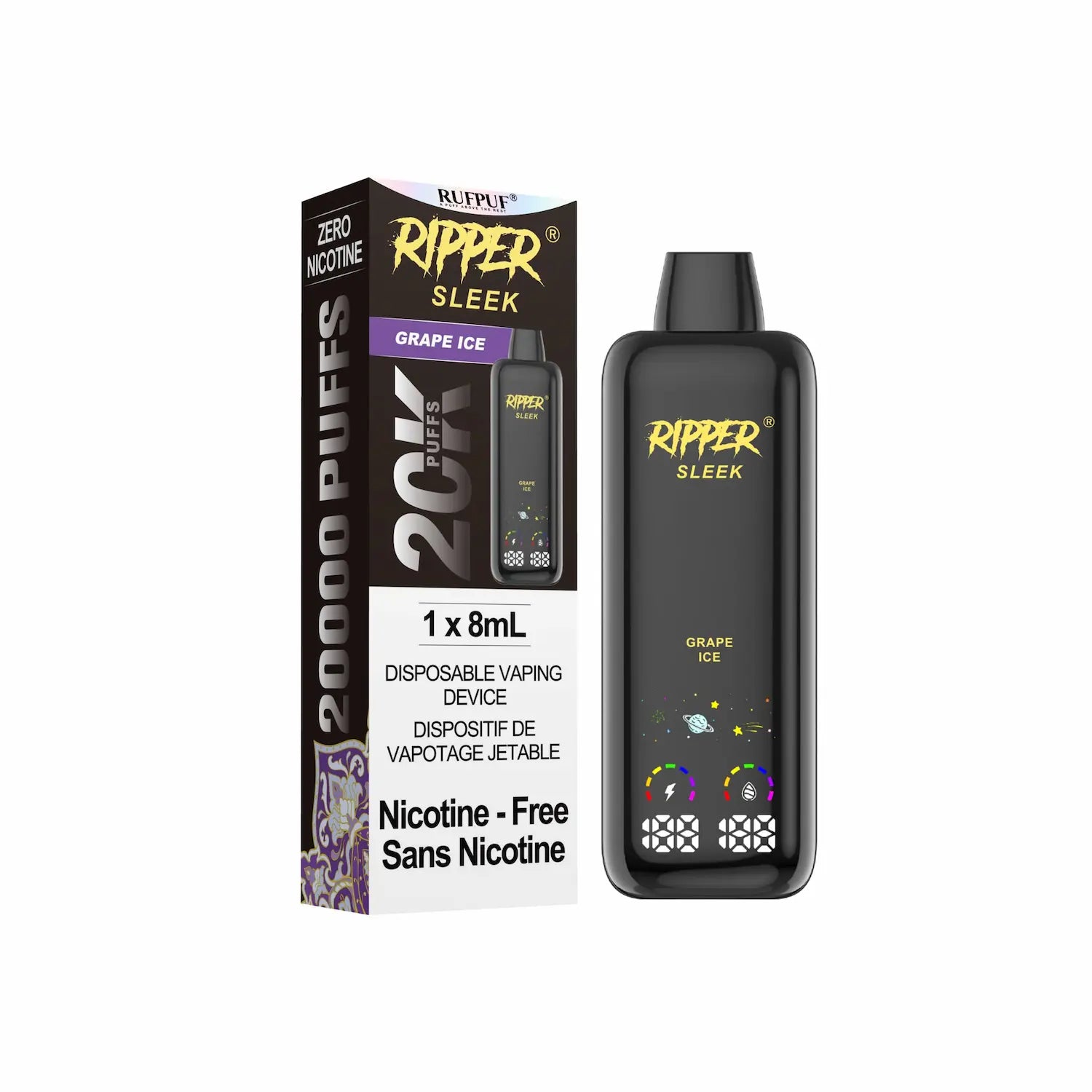 Grape Ice Ripper Sleek Nic Free Disposable