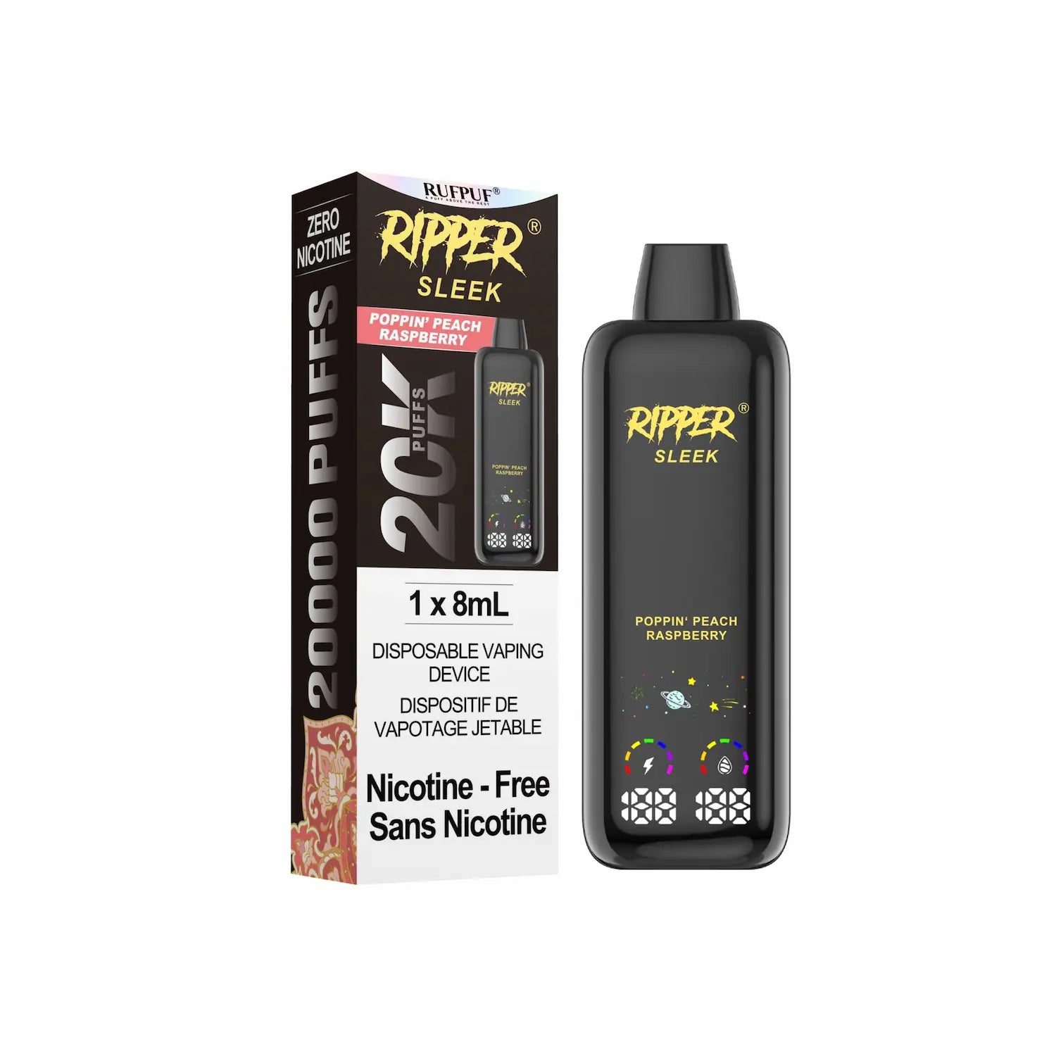 Poppin' Peach Raspberry Ripper Sleek Nic Free Disposable
