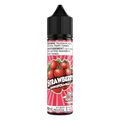 Strawberry Vape Juice Bottle with red label on transparent background