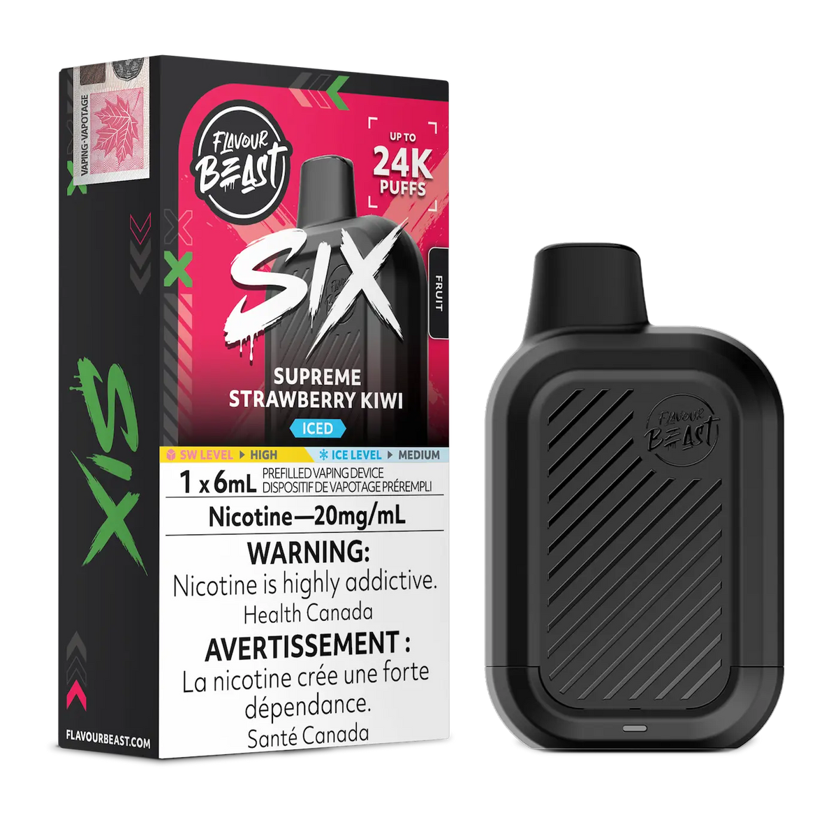 Supreme Strawberry Kiwi Iced Flavour Beast SIX Disposable