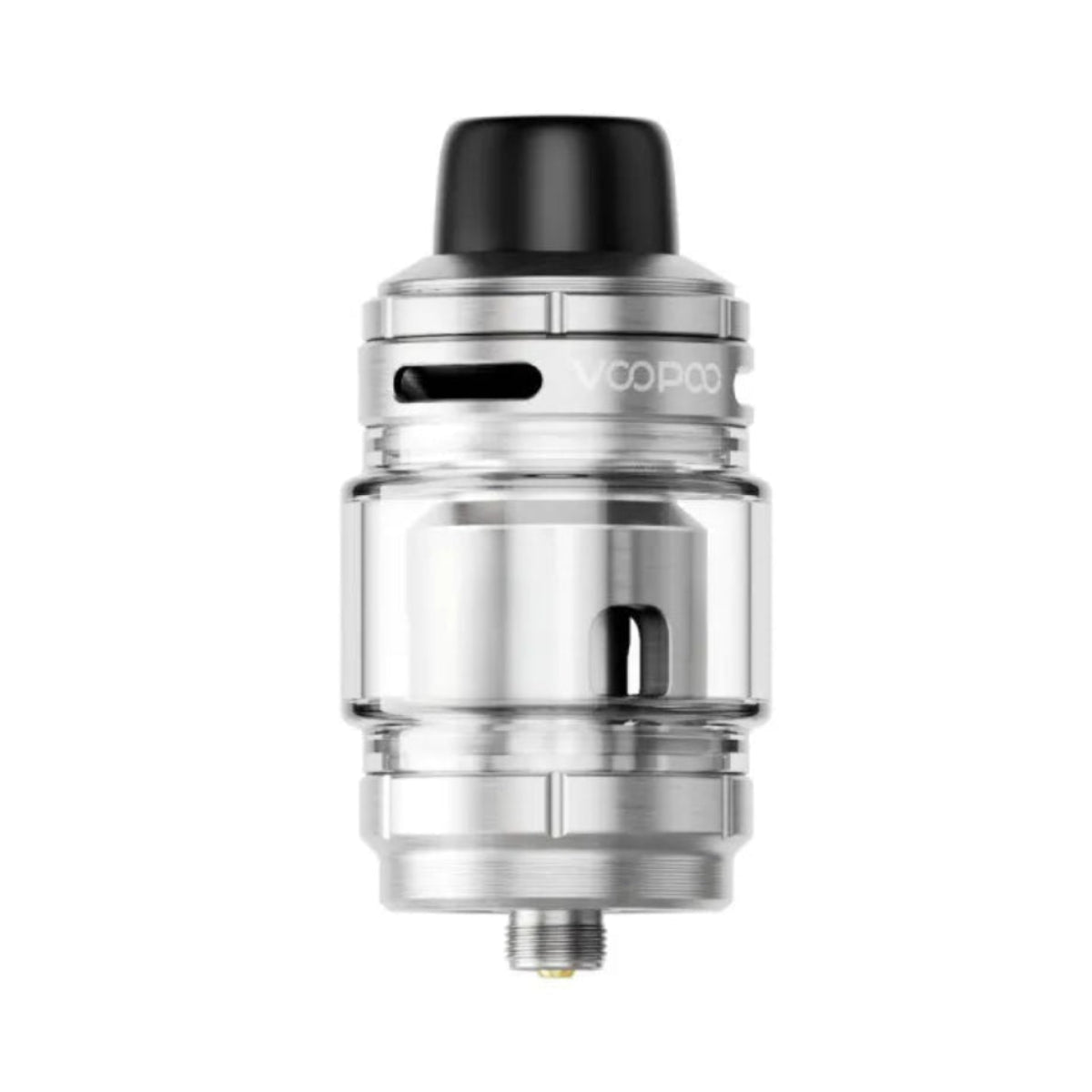 Silver vape device on a white background