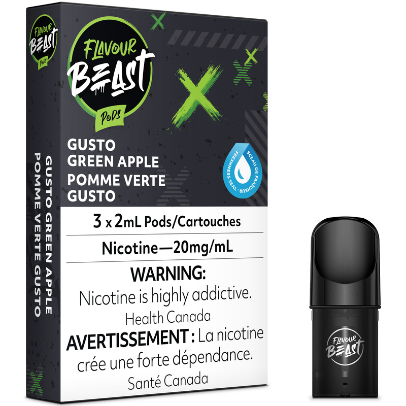 FLAVOUR BEAST POD PACK - GUSTO GREEN APPLE-FLAVOUR BEAST PODS-Gas City Vapes