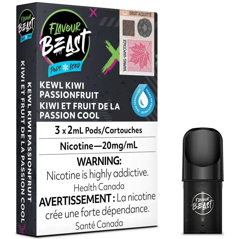 FLAVOUR BEAST POD PACK - KEWL KIWI PASSIONFRUIT ICED-FLAVOUR BEAST PODS-Gas City Vapes