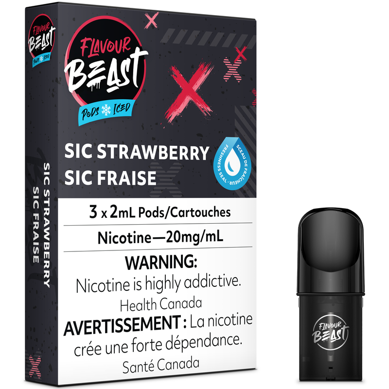 FLAVOUR BEAST POD PACK - SIC STRAWBERRY ICED-FLAVOUR BEAST PODS-Gas City Vapes